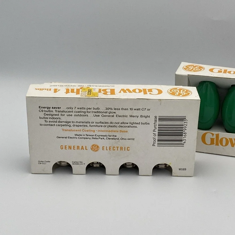 GE Bulb Lot Of 8 Christmas Holiday C9 All Green String Lights‎ VTG
